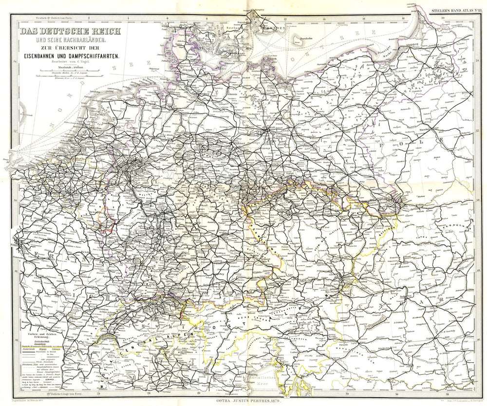 CENTRAL EUROPE GERMANY. Eisenbahnen Railways 1879 old antique map plan chart