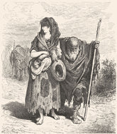 SPAIN. An aged mendicant and his grandchild 1881 old antique print picture