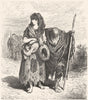 SPAIN. An aged mendicant and his grandchild 1881 old antique print picture