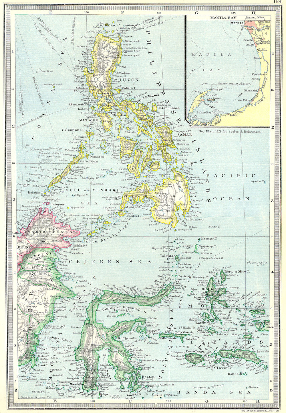 PHILIPPINES. Philippine Islands; map of Manila Bay 1907 old antique chart