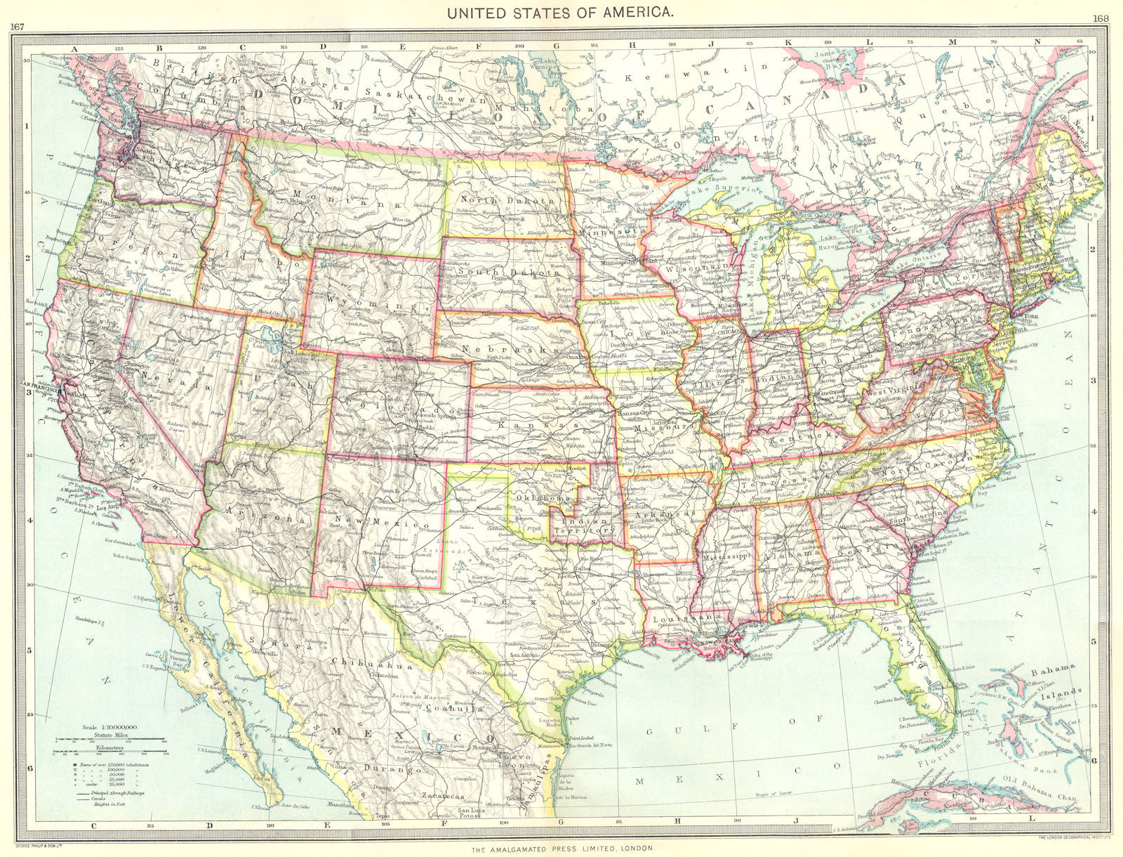 USA. United States of America 1907 old antique vintage map plan chart ...