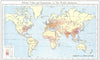 WORLD. Population density. The World's Inhabitants 1907 old antique map chart