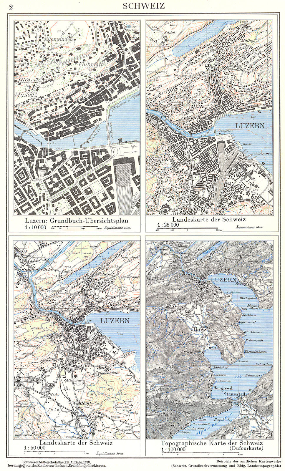 SWITZERLAND.Schweiz;Luzern;Landeskarte;Topographische(Dufourkarte) 1958 map