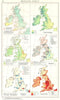 BRITISCHE INSELN.Landwirtschaft Fisch;Bergbau;Industrie;Volksdichte 1958 map