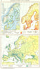 SCANDINAVIA.Ostseelander Europa;Wirtschaft;Volksdichte;niederschlage 1958 map
