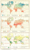 WORLD.Erde.Klima;Januar-Isothermen;Juli-;niederschlage rainfall 1958 old map
