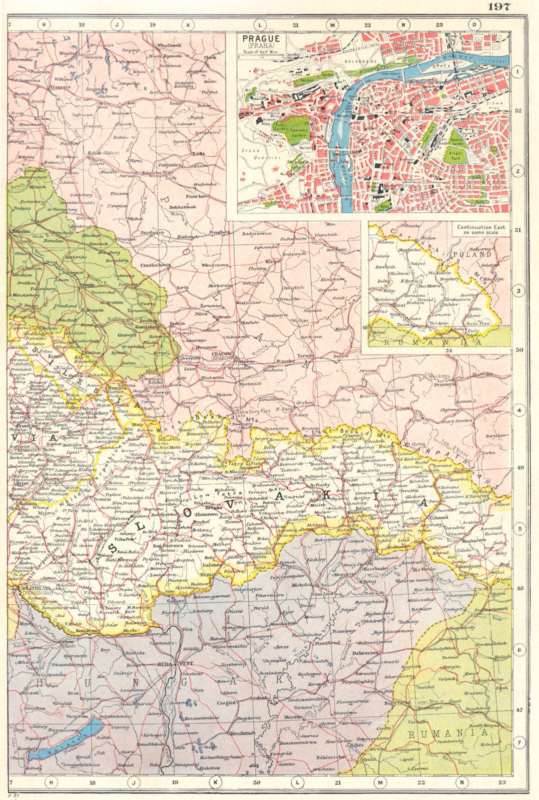 SLOVAKIA Czechoslovakia East Inset Prague Praha HARMSWORTH 1920 slovakia-czechoslovakia-east-inset-prague-praha-harmsworth-1920