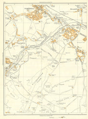 YORKSHIRE Broomhill Wombwell Brampton Hoyland Hemingfield Elsecar 1935 old map