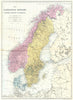 SCANDINAVIA. Kingdoms of Norway,Sweden & Denmark. Bacon 1895 old antique map