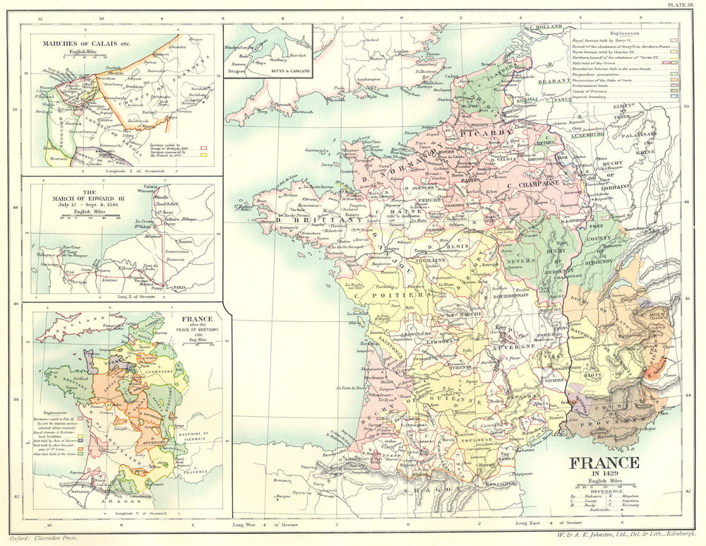 FRANCE. 1429; maps Marches Calais; March Edward 3 July 12- Sept 4, 1346;  1903