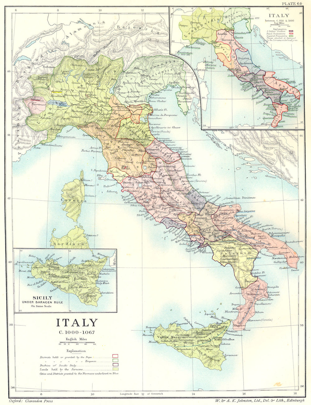 ITALY. C 1000- 1067; maps C 850; Sicily Saracen rule 1903 old antique