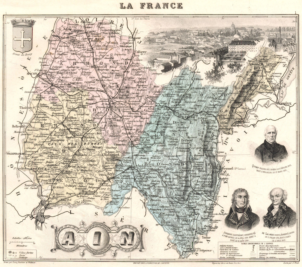 AIN. Ain département.  Bourg-en-Bresse vignette. Vuillemin 1903 old map