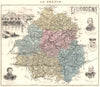 DORDOGNE. Dordogne département.  Périgueux vignette. Vuillemin 1903 old map
