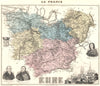 EURE. Eure département.  Évreux vignette. Vuillemin 1903 old antique map chart