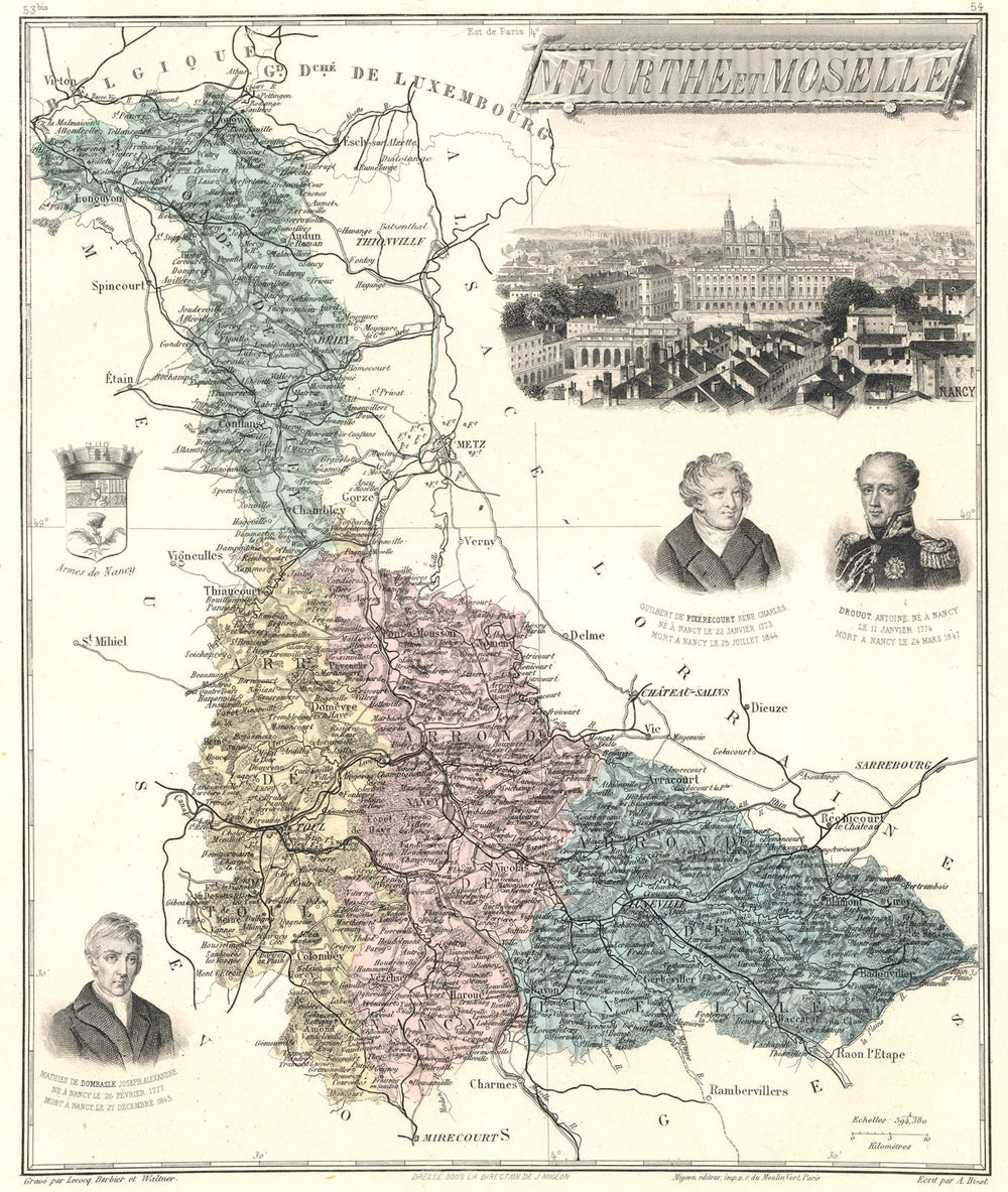 MEURTHE-ET-MOSELLE. département. Nancy vignette.Vuillemin 1903 old antique map