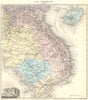 VIETNAM. Annam. Combodge Cambodia Laos. Hué. Vuillemin. 1903 old antique map
