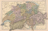 SWITZERLAND BATTLES.Shows battlefields & dates.Cantons glaciers.BACON 1893 map