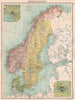 SCANDINAVIA.Sweden Norway Denmark.Inset Christiania(Oslo);Stockholm 1898 map