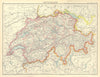 SWITZERLAND. Shows Cantons, railways. BARTHOLOMEW 1924 old antique map chart