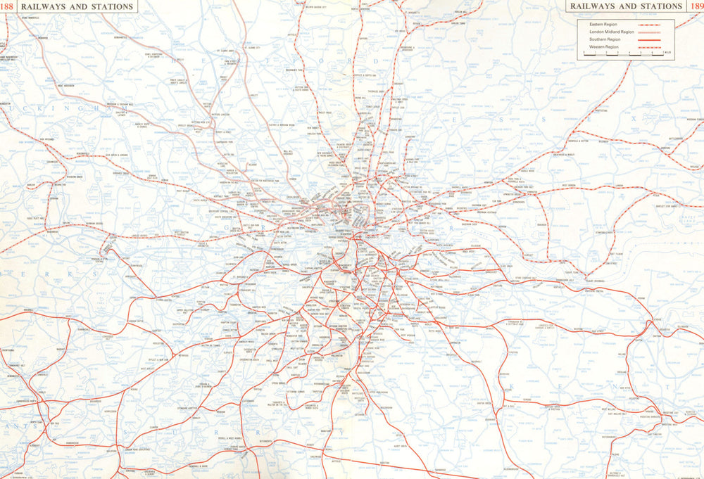GREATER LONDON. Railways Stations connections. On 2 separate sheets 1964 map