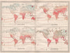 WORLD TEMPERATURE.January July Isotherms.Temperature range.BARTHOLOMEW 1890 map