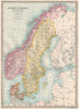 SCANDINAVIA.Sweden divided into Gothland Sweden & Norrland.BARTHOLOMEW 1890 map