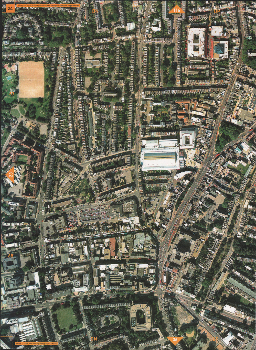 ISLINGTON N1. Royal Mail Depot The Angel Upper Street City Road 2000 old map