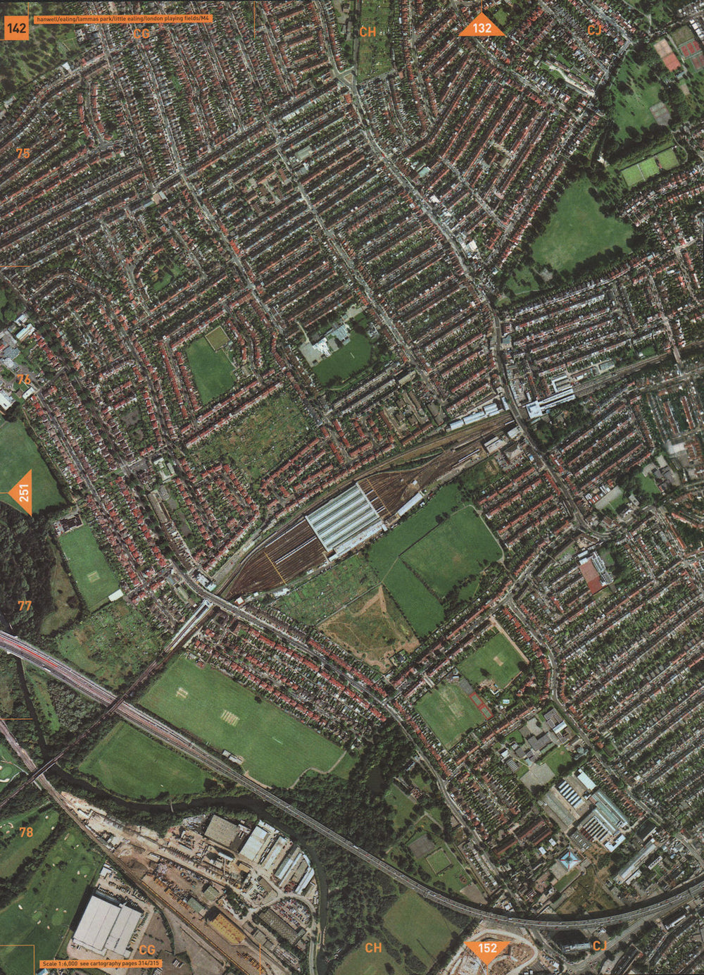 LITTLE EALING TW8 W5 W13 W7. Hanwell Lammas Park London Playing Fields 2000 map