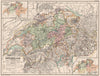GROWTH OF SWITZERLAND.Medieval passes used.19/22 cantons Mediation 1815 1902 map