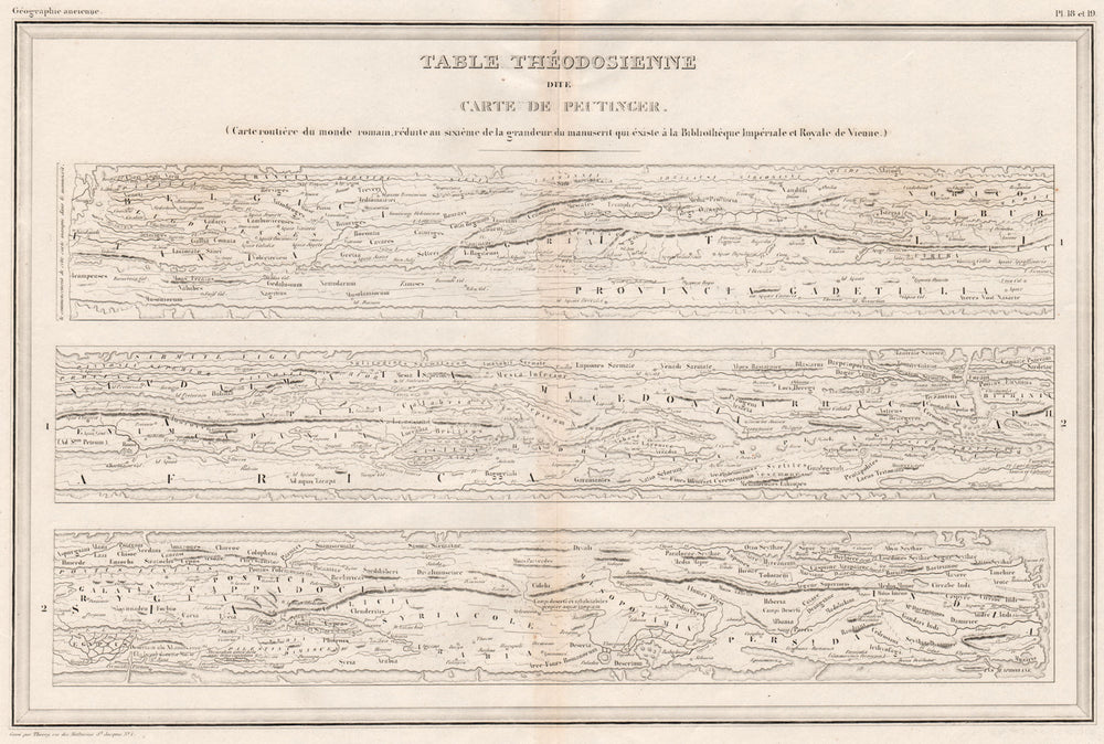 ROMAN EMPIRE. Table Théodosienne dite Carte de Peutinger. Map. MALTE-BRUN c1846