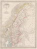 SCANDINAVIA Suède Norvège. Sweden Norway. Original colour. MALTE-BRUN c1846 map