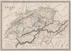 SWITZERLAND. Suisse. Cantons. Original outline colour. MALTE-BRUN c1846 map