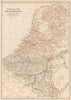 BELGIUM & NETHERLANDS. Railways. canals. Scale in Belgian/Dutch miles 1882 map