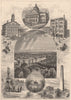 BOSTON, MA. City scenes. State House. Faneuil Hall. Masonic Temple 1874 print