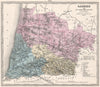 LANDES department showing resources & minerals. LE VASSEUR 1876 old map