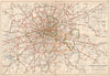 LONDON COUNTY COURTS + BUS & TRAM ROUTES. Vintage map. BACON 1927 old
