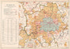 LONDON FIRE BRIGADE. Showing Fire Brigade Stations. Vintage map. BACON 1927