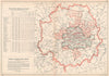 LONDON POPULATION, BIRTHS & DEATHS for 1926. County of London. BACON 1927 map