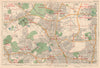 N LONDON Hornsey Edmonton Muswell Hill Southgate Tottenham. BACON 1927 old map