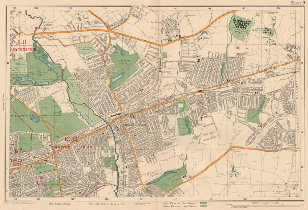 ILFORD Barking Wanstead Flats Goodmayes Newbury Park Becontree. BACON 1927 map