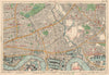 LONDON EAST END Bethnal Grn Bow Stepney West Ham Poplar Stratford.BACON 1927 map