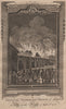 Temporary London Bridge set on fire by disgruntled ferry man 1758. HARRISON 1775