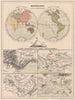 WORLD IN TWIN HEMISPHERES. Geographic terms & signs. Alpes Maritime 1880 map
