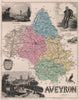 AVEYRON. Département. Rodez. Millau. d'Estaing. VUILLEMIN 1879 old antique map
