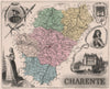 CHARENTE Département.Chateau/Duc de Rochefoucauld.Francois I.VUILLEMIN 1879 map