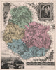 CÔTE-D'OR. Département. Dijon. Carnot. VUILLEMIN 1879 old antique map chart
