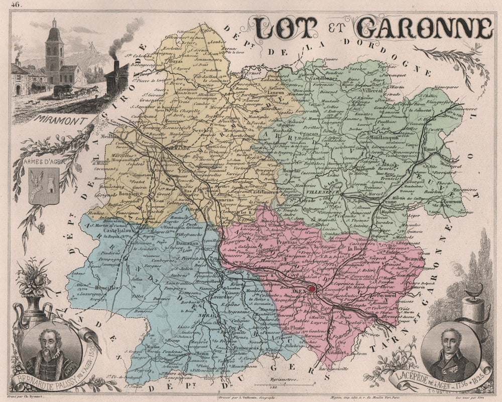 LOT-ET-GARONNE. Département. Miramont. Lacépède. de Palissy. VUILLEMIN 1879 map