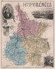 HAUTES-PYRÉNÉES. Département. Tarbes. Larrey. VUILLEMIN 1879 old antique map