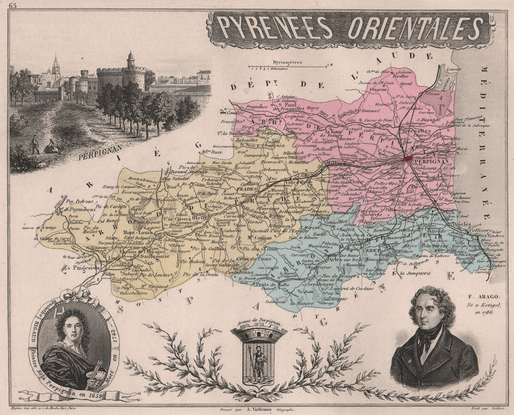 PYRÉNÉES-ORIENTALES. Département. Perpignan. Arago. Rigaud. VUILLEMIN 1879 map