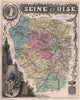 SEINE-ET-OISE. Département. Ile de France. VUILLEMIN 1879 old antique map